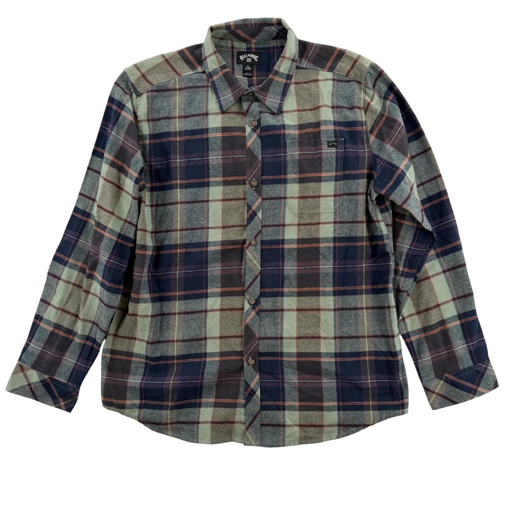 Billabong Shirt Womens XL Green Plaid Flannel Button Down‎ Long Sleeve NWT